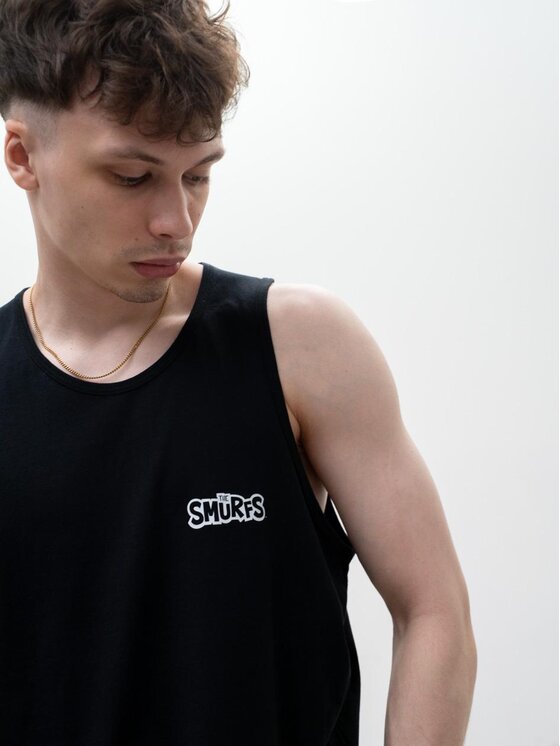 Smerfy Smerfy Tank top Męski Czarny Smerfy Full Moon Smerfy Gargamel Bezrękawni M Czarny Regular Fit