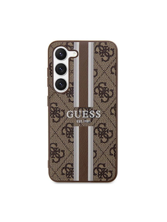 Guess Guess Etui na telefon Printed Stripe Brązowy