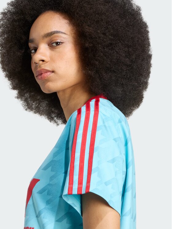 adidas adidas Koszulka techniczna Graphic Football Allover Print Jersey Błękitny Loose Fit