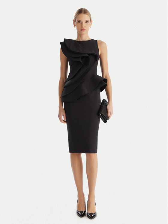 Babylon Babylon Kokteilinė suknelė MF0214 Juoda Slim Fit