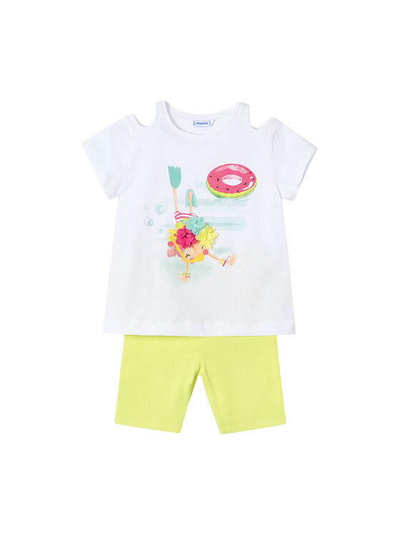 Komplet t-shirt i spodenki Mayoral, Rozmiar 7Y, Żółty, 3708
