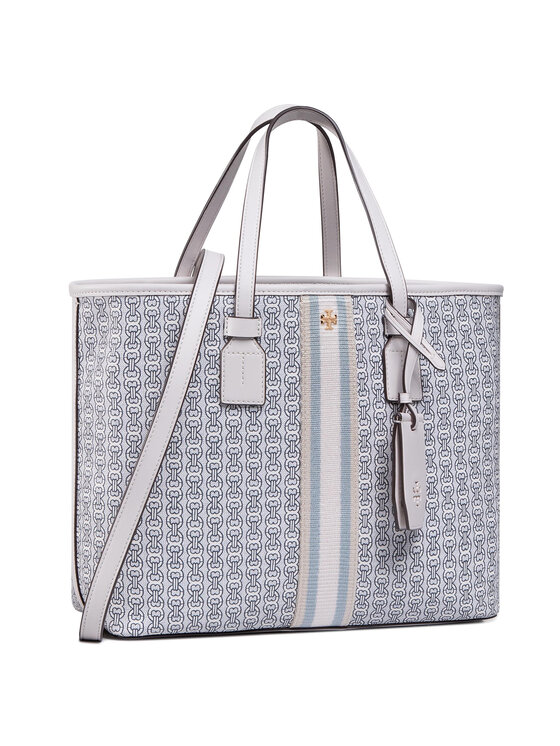Tory Burch Sac a main Gemini Link Canvas Small Tote 53304 Blanc Modivo
