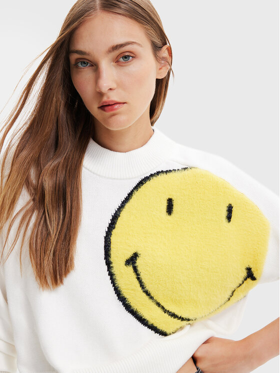 Maglione SMILEY 22WWJFA3 Bianco Relaxed Fit