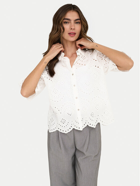 ONLY ONLY Marškiniai Valais 15351106 Kreminė Regular Fit