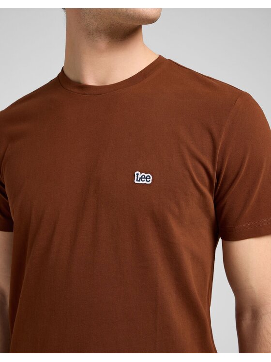 Lee Lee T-Shirt SS PATCH LOGO TEE Brązowy Regular Fit