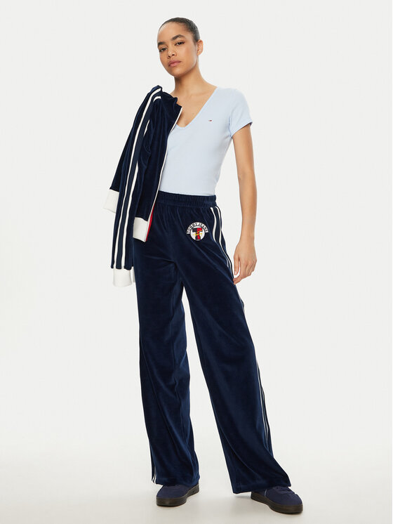 Tommy Jeans Tommy Jeans Teplákové kalhoty Velvet DW0DW20542 Modrá Regular Fit