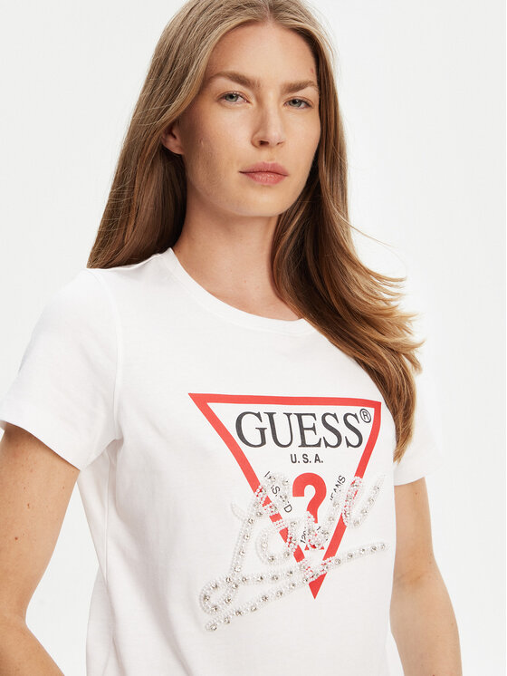 Guess Guess T-Shirt W5YI40 I3Z14 Biały Regular Fit