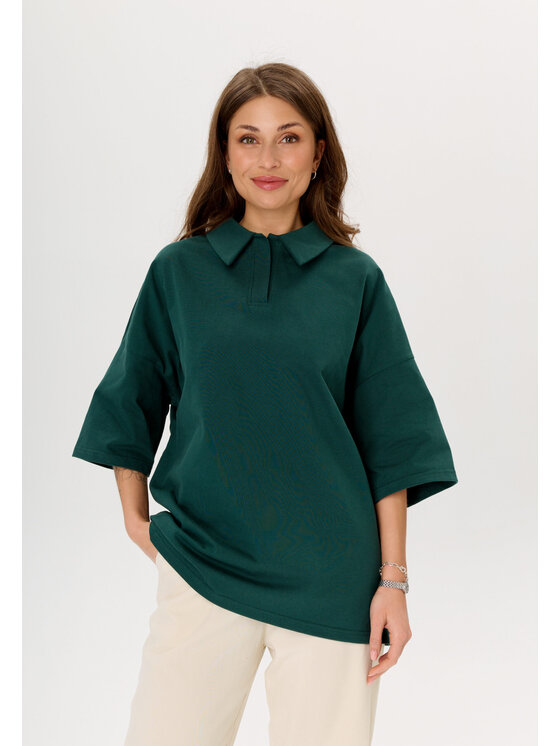 Mirons Mirons Polo Soft Zielony Oversize