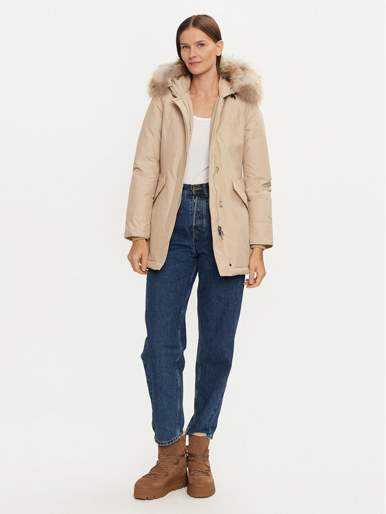 Woolrich Woolrich Pehelykabát Arctic Raccoon CFWWOU0538FRUT0001 Bézs Regular Fit