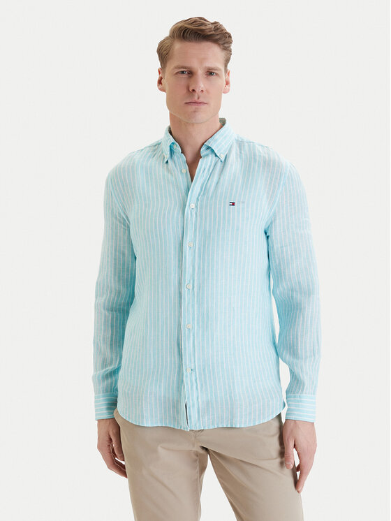 Tommy Hilfiger Tommy Hilfiger Särk Bengal MW0MW42400 Türkiissinine Regular Fit