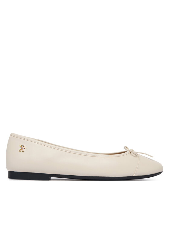 Tommy Hilfiger Tommy Hilfiger Ballerinas Hilfiger Smooth Lthr Ballet FW0FW09241 Écru