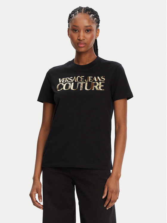 Versace Jeans Couture Versace Jeans Couture Tricou 78HAHE02 Negru Regular Fit