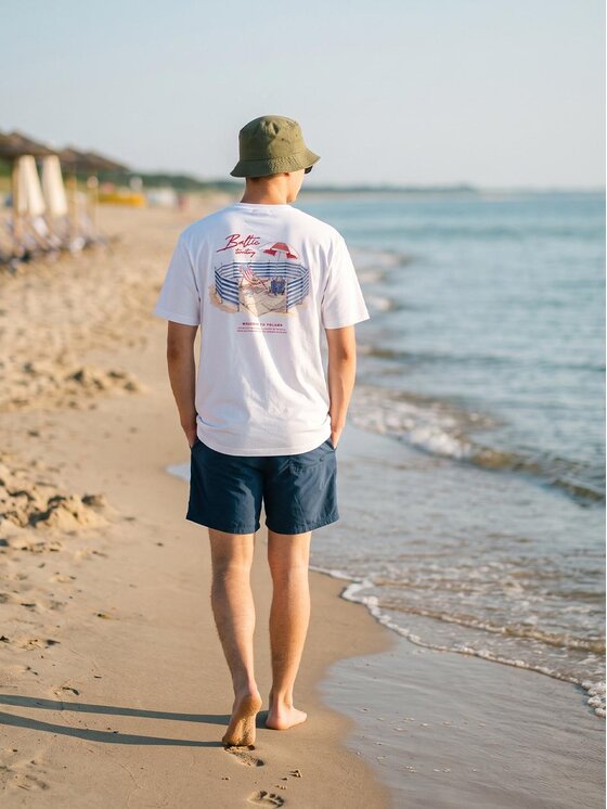 MyStars MyStars T-Shirt Szeroka luźna na lato parawan plaża 132570 Biały Oversize