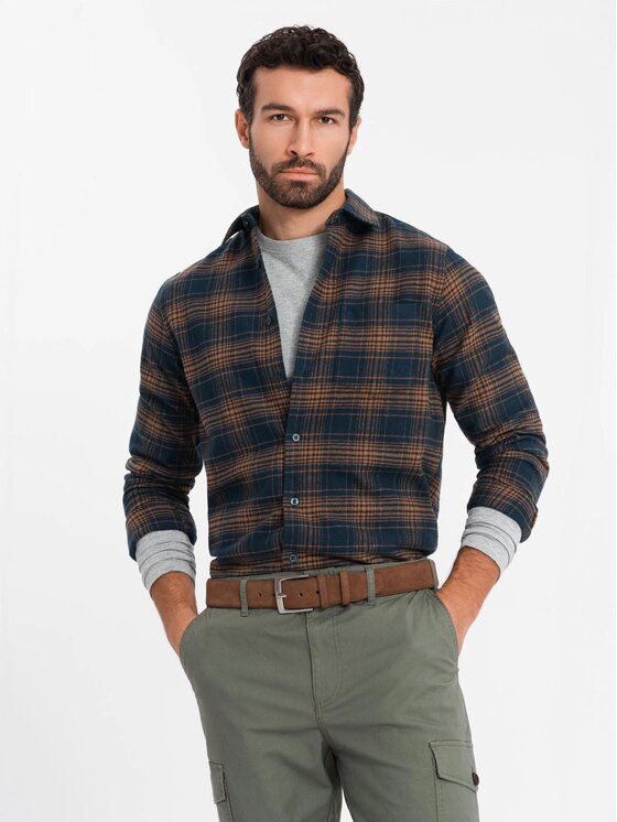Ombre Ombre Košile OM-SHCS-0150 Oranžová Regular Fit