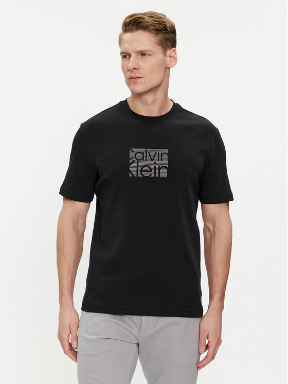 Calvin Klein Tricou Emroidered Block K10K112498 Negru Slim Fit