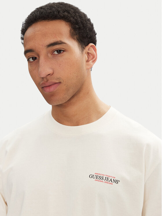 Guess Jeans Guess Jeans Póló M4BI75 K8FQ4 Ekru Overshirt Fit