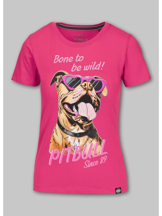 PITBULL PITBULL T-Shirt Koszulka damska SUNGLASSES DOG XL Różowy Regular Fit