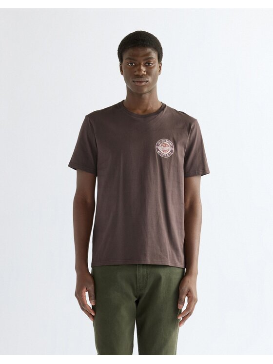 Wrangler Wrangler T-Shirt SMALL AMERICANA TEE Brązowy Regular Fit