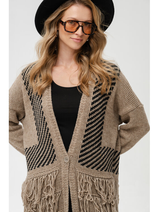 blue shadow blue shadow Kardigan Belo Brązowy Regular Fit