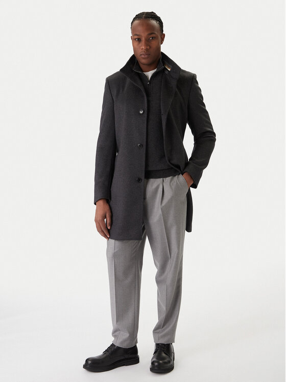 BOSS BOSS Palton de lână H-Hyde 50551078 Gri Slim Fit