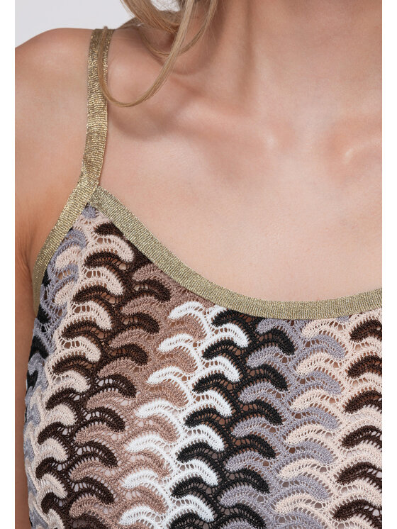 Ombre Ombre Bluzka OW-TS-E0068 Brązowy Loose Fit