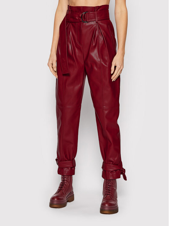 KARL LAGERFELD Pantaloni din imitație de piele Faux 216W1004 Vișiniu Regular Fit 216W1004 imagine noua
