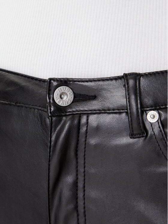 HUGO HUGO Pantaloni din imitație de piele Hableu-1 50542417 Negru Slim Fit