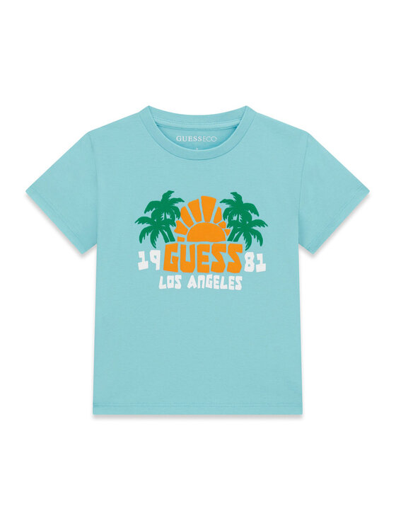 Guess Tricou N6GI09 K8HM4 Albastru deschis Regular Fit