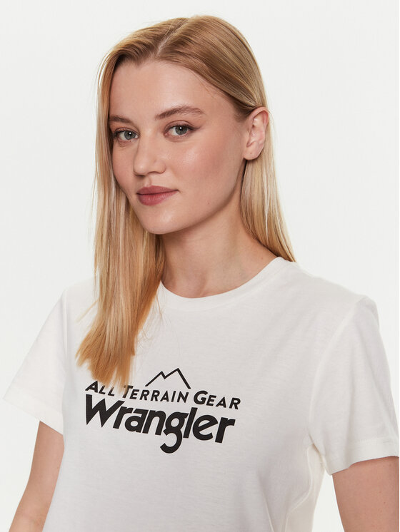 Wrangler Wrangler Marškinėliai Logo Tee WC5FGEM22 112326341 Écru Regular Fit