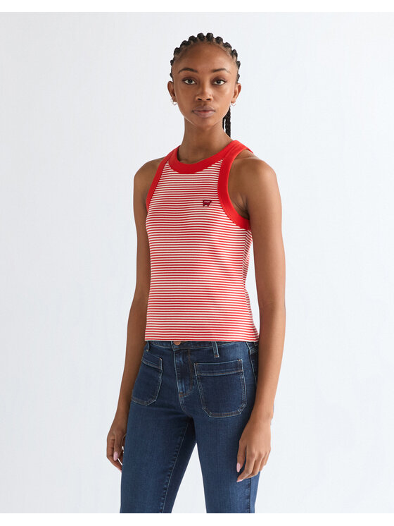 Wrangler Wrangler T-Shirt RINGER TANK Czerwony Slim Fit