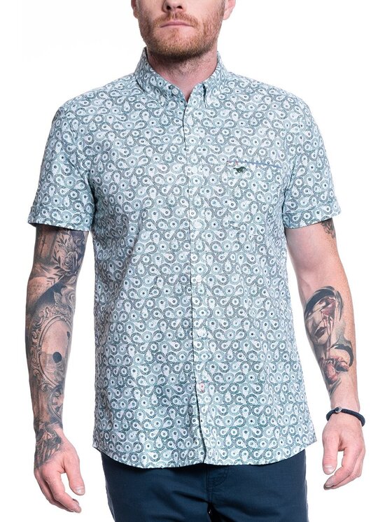 Mustang Mustang Camicia CHRIS BASIC AOP Bianco Slim Fit