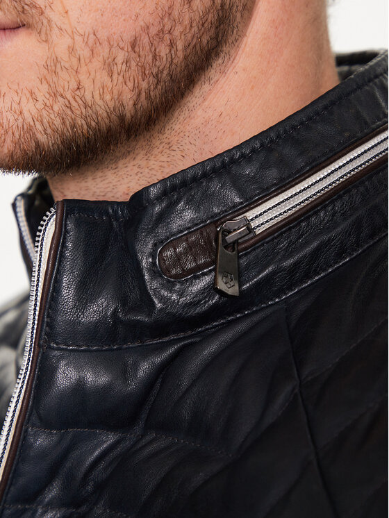 Milestone Milestone Μπουφάν δερμάτινο Malik 991019 60215 Σκούρο μπλε Regular Fit