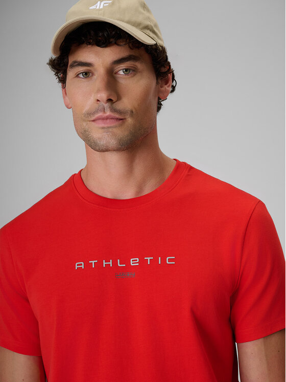 4F 4F T-Shirt NIGHT RUN Czerwony Slim Fit