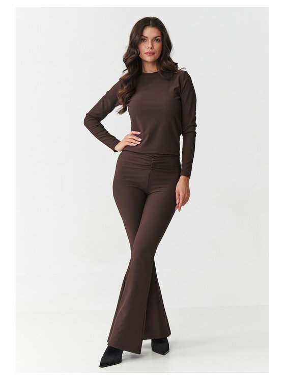 Makadamia Makadamia Komplet bluzka i spodnie M893 Brązowy Slim Fit