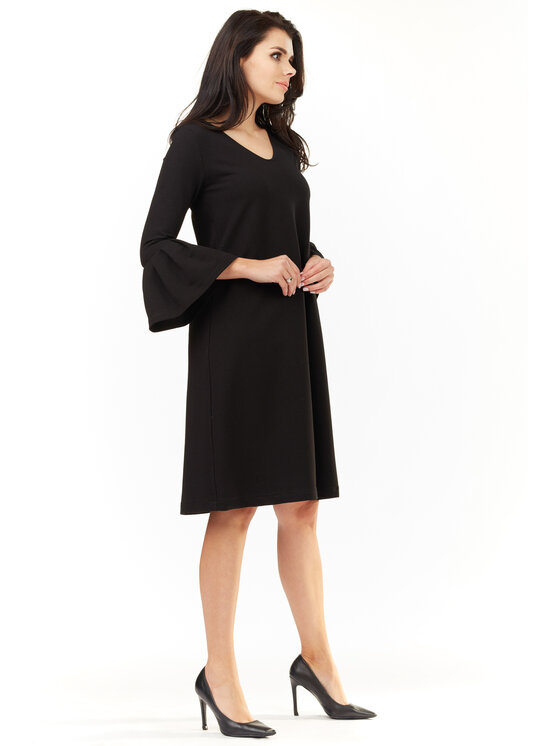 Awama Awama Úpletové šaty A207 Čierna Basic Fit
