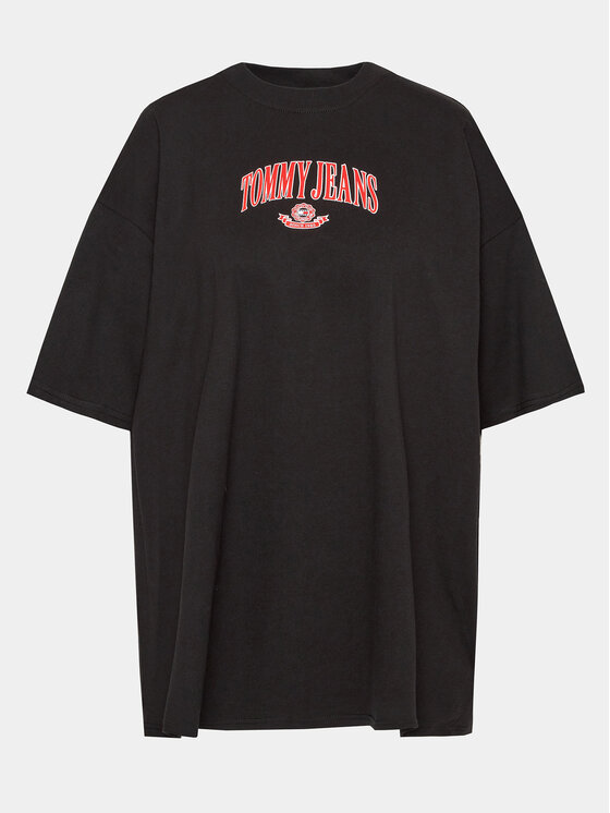 Tommy Jeans Curve Tricou Varsity DW0DW15689 Negru Oversize