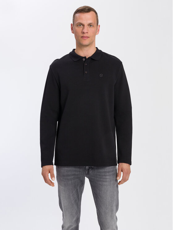 Longsleeve Cross Jeans, Rozmiar L, Czarny, 15889-020