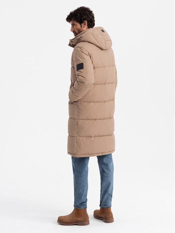 Ombre Ombre Kurtka puchowa OM-JALJ-0190 Beżowy Regular Fit