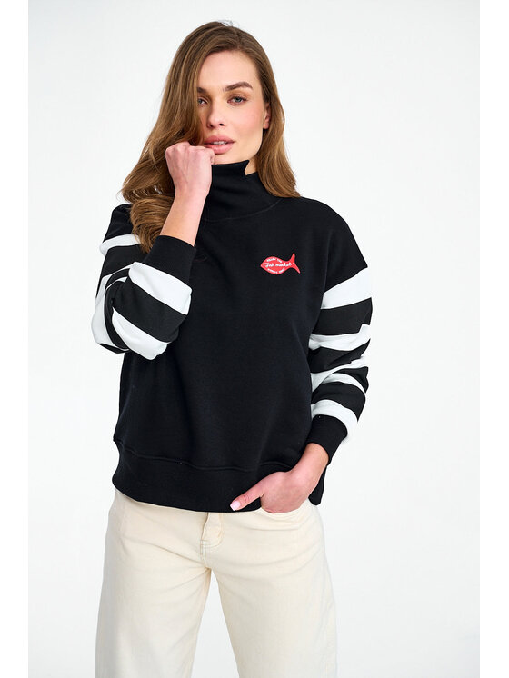 NAOKO NAOKO Bluza Fish Market Czarny Regular Fit