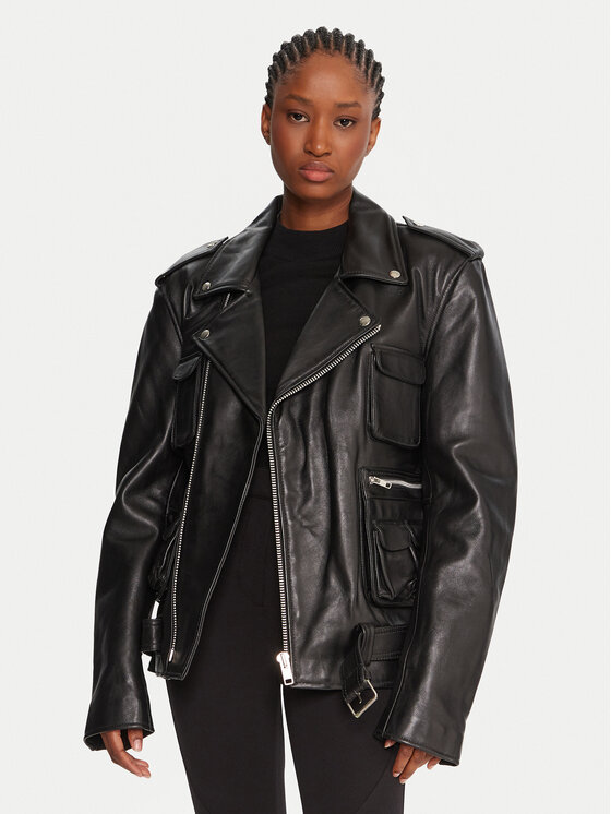 NEW ROCK NEW ROCK Кожено яке W-NRLMJ078-S1 Черен Regular Fit