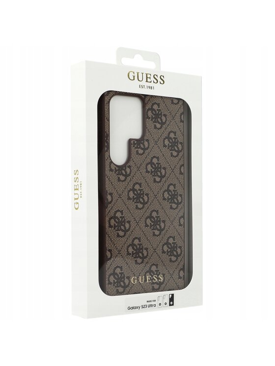 Guess Guess Etui na telefon 4G Metal Gold Logo Brązowy