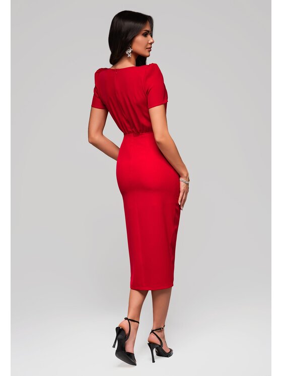 Ombre Ombre Sukienka koktajlowa LA-OM-DLR150 Czerwony Regular Fit