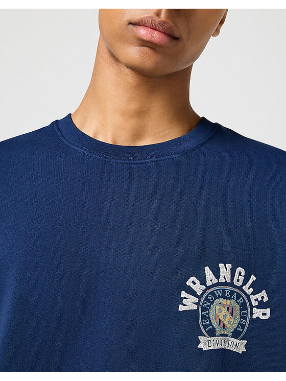 Wrangler Wrangler Bluza CREWNECK SWEATSHIRT Niebieski Loose Fit