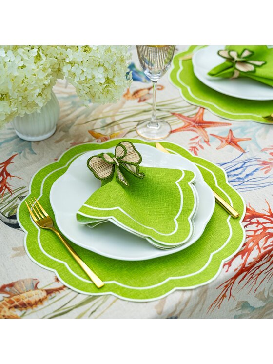 Roseberry Home Roseberry Home Serwetki haftowane Lime Petali Zielony