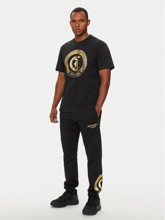 Just Cavalli Just Cavalli Spodnie dresowe 77OAAT01 Czarny Regular Fit