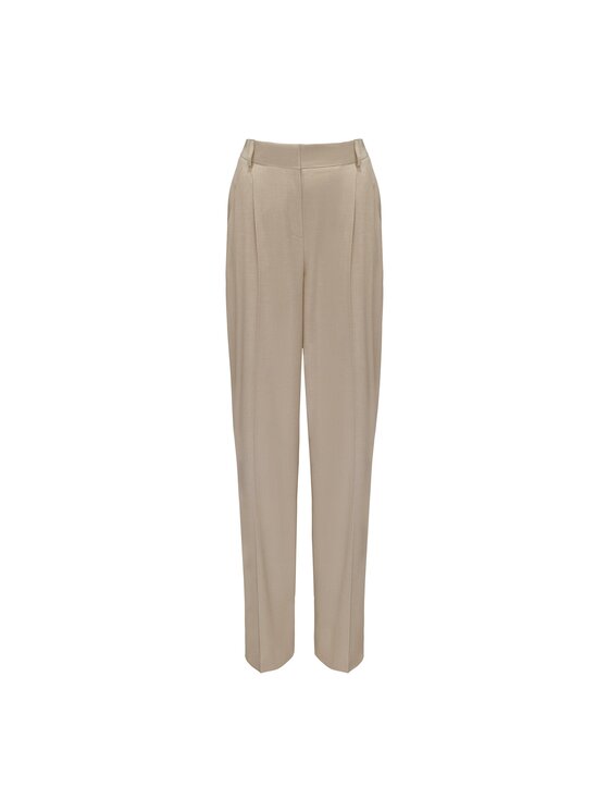 La Mania La Mania Kalhoty z materiálu SOHO 2 Béžová Classic Fit