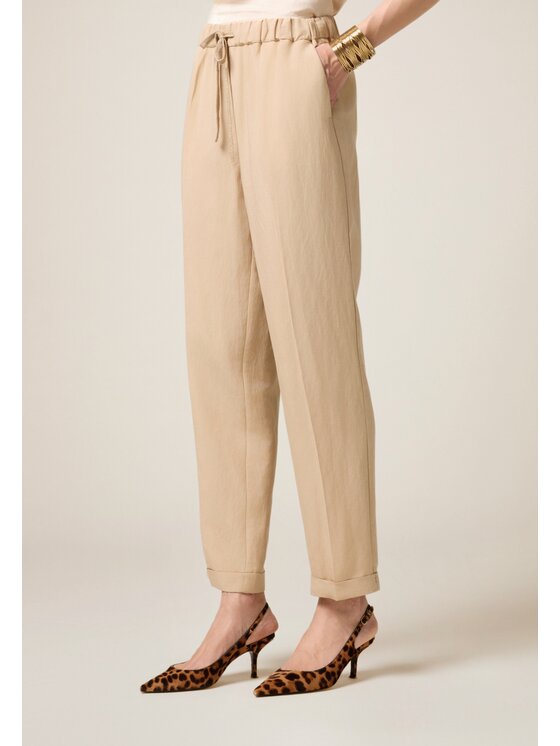 Oltre Oltre Pantaloni di tessuto P268J002340N002 Écru Boy Fit