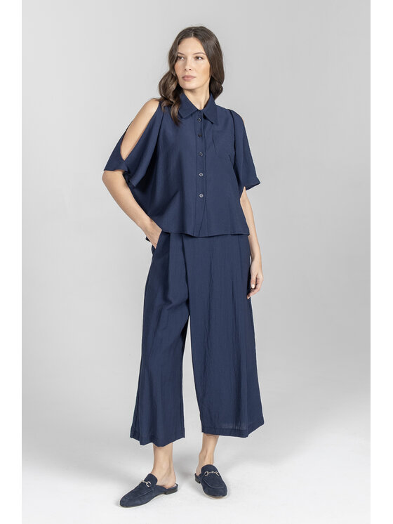 Deni Cler Milano Deni Cler Milano Bluzka T-DC-1236-F2-20-58-1 Granatowy Loose Fit