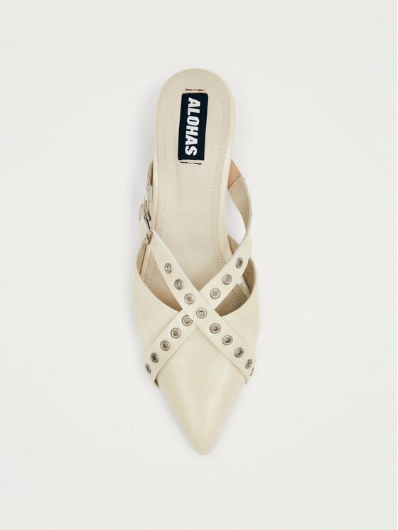 ALOHAS ALOHAS Sandały Zyra Onix Cream Leather Mules Beżowy