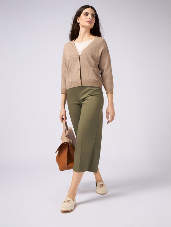 Oltre Oltre Pantaloni di tessuto P787R208342N035 Verde Cropp Fit
